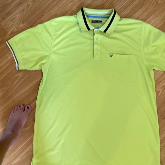 Callaway Polo Mens XL Lime Yellow Green Shirt Short Sleeve Golf Top Black Trim - Picture 4 of 9